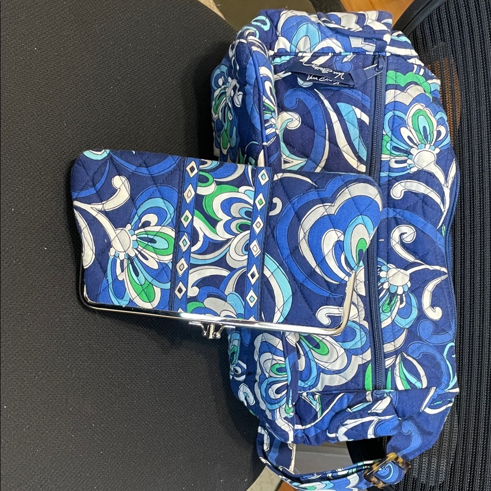 Vera Bradley Blue and Green Patterned Bag with Wallet